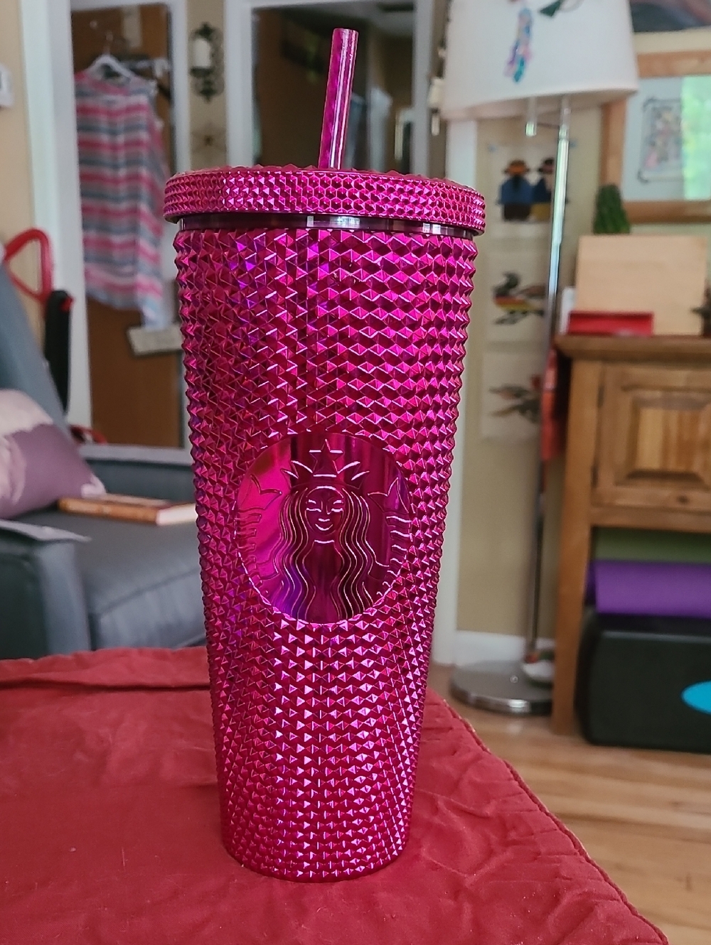 Starbucks Metallic Hot Pink Studded Tumbler with Straw 2022